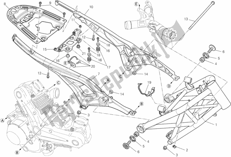 Alle onderdelen voor de Kader van de Ducati Monster 795 EU Thailand 2013